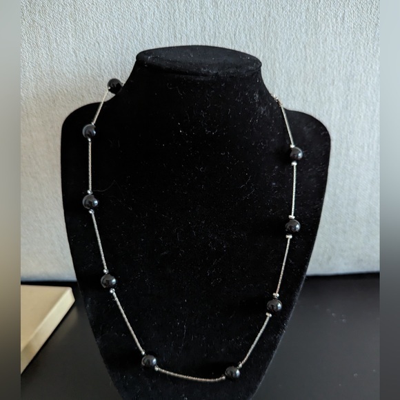 Black And Silver Tone Necklace